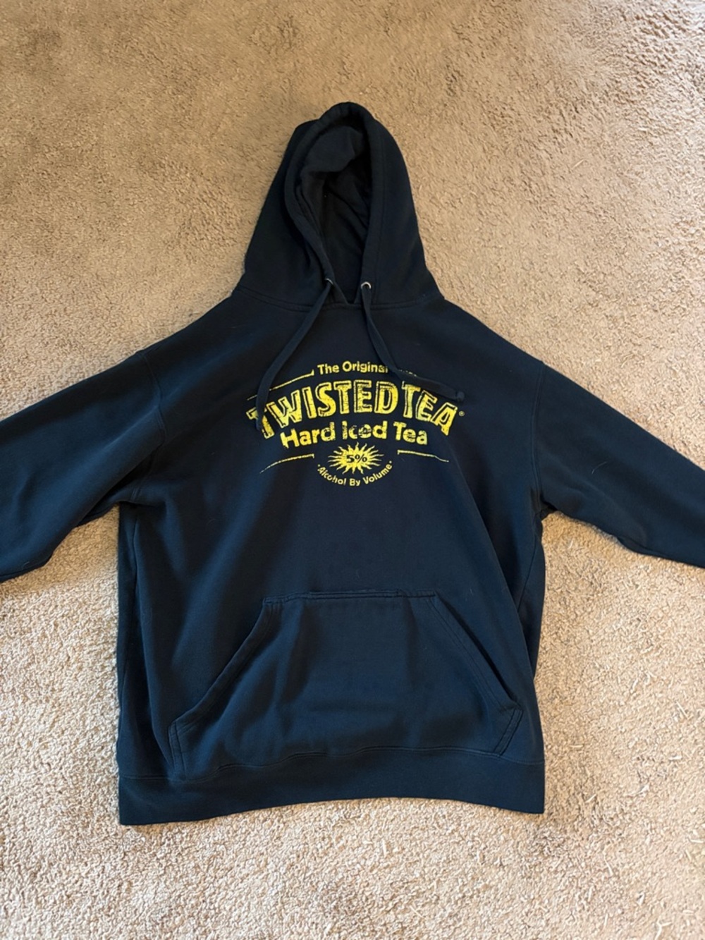 Twisted Black Hoodie with Yellow Twisted Tea Logo with built in coozy